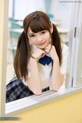Cutie student Atomi Shuri in uniform pulling her panties down