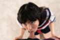 Suzumiya aika sucking cock looking up