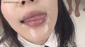 Cum around her mouth and lips