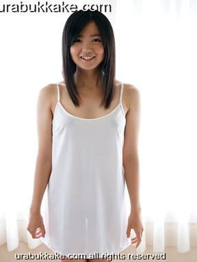 Kotomi in white slip fondled and cum over by group of men