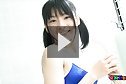 Cutie Tsubasa in pigtails showers in swimsuit and teases dildo
